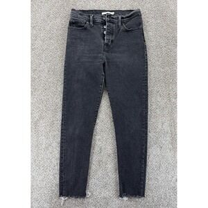 Levi's Wedgie High Waist Skinny Jean Womens 28 Gray Stretch Denim Raw Hem Ankle